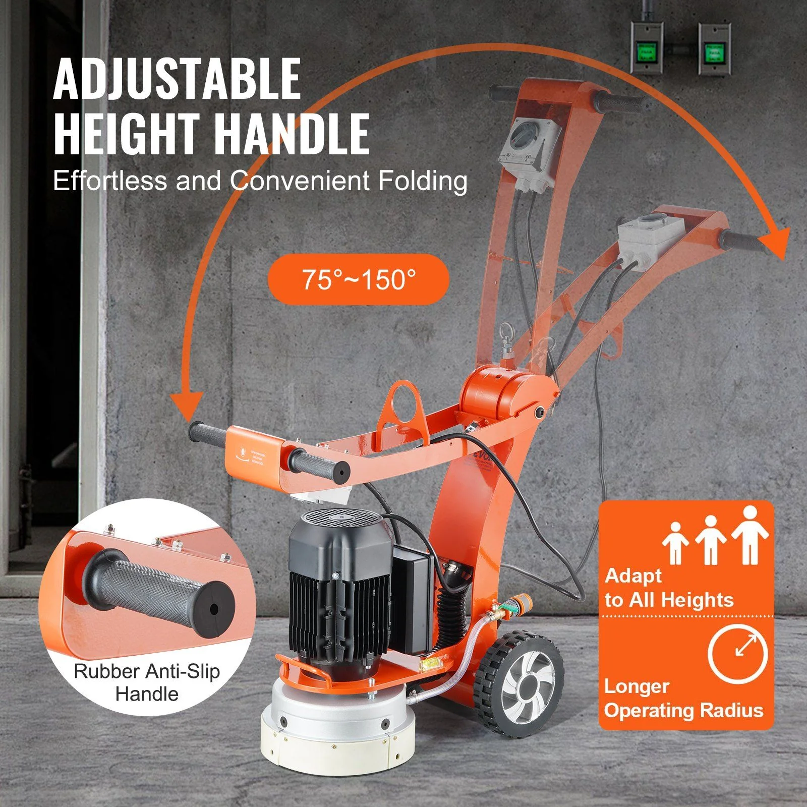 10" Electric Concrete Floor Grinder 1.7HP 1720RPM Brushless, Wet & Dry, VEVOR, DOBA-CG1017 - Image 6