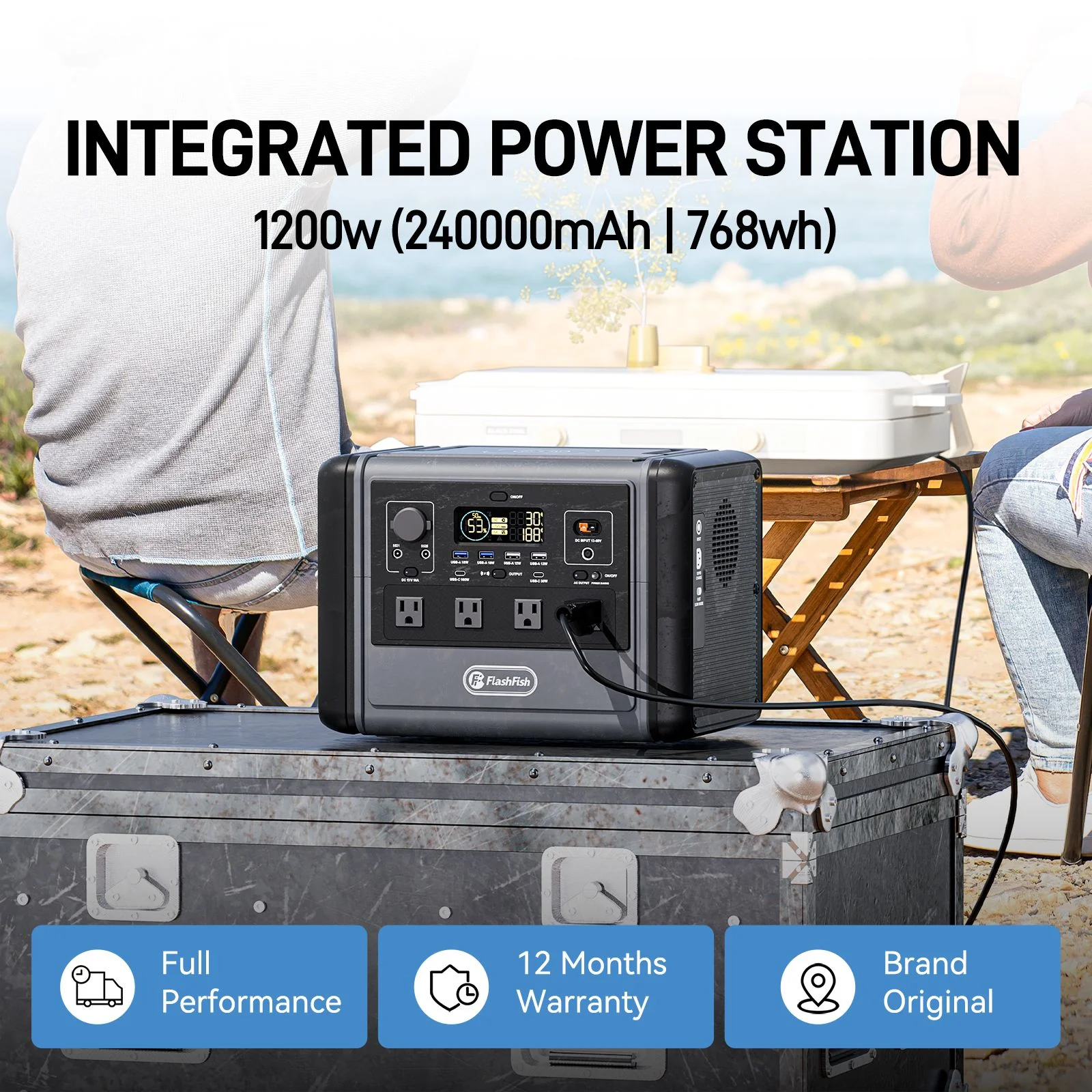 1200W Portable Power Station 968Wh LiFePO4 Solar Generator with 4 AC Outlets, FlashFish, DOBA-PS1200 - Image 18