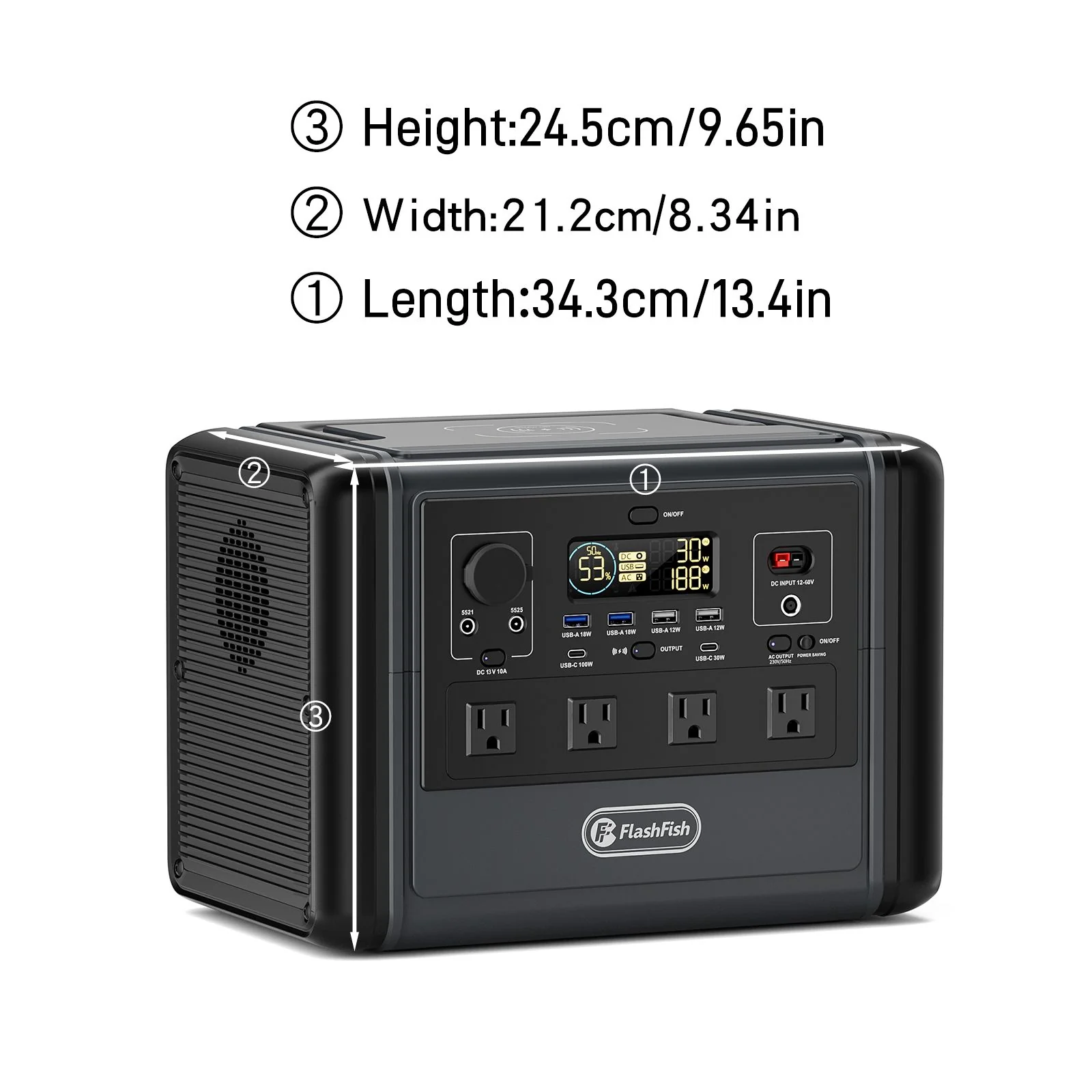 1200W Portable Power Station 968Wh LiFePO4 Solar Generator with 4 AC Outlets, FlashFish, DOBA-PS1200 - Image 31