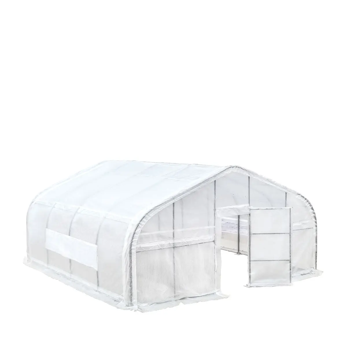 20' x 20' Tunnel Greenhouse Grow Tent w/12 Mil Ripstop Leno Mesh Cover, Cold Frame, Roll-up Windows, Peak Ceiling Roof, TMG-GH2020 - Image 5