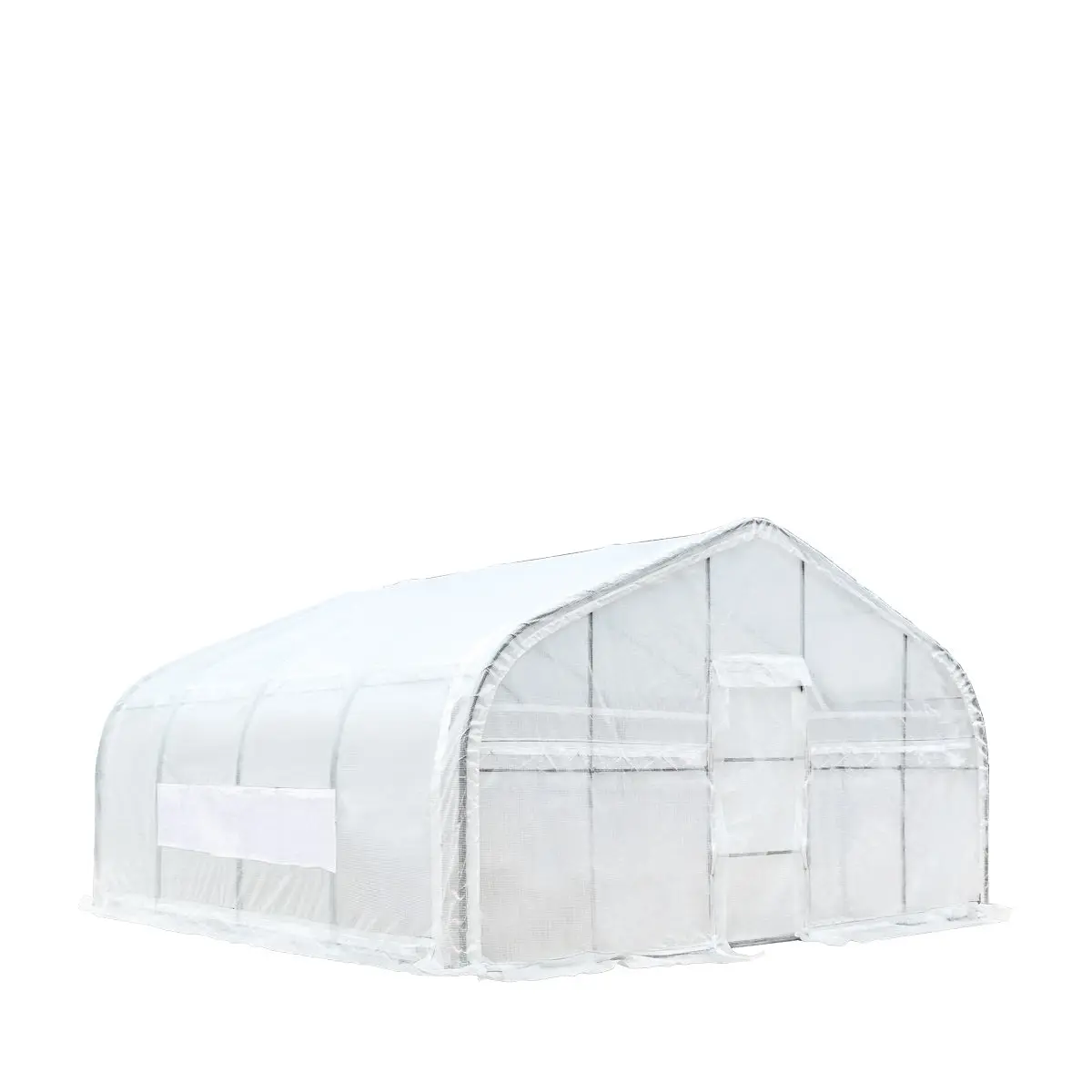 20' x 20' Tunnel Greenhouse Grow Tent w/12 Mil Ripstop Leno Mesh Cover, Cold Frame, Roll-up Windows, Peak Ceiling Roof, TMG-GH2020 - Image 9