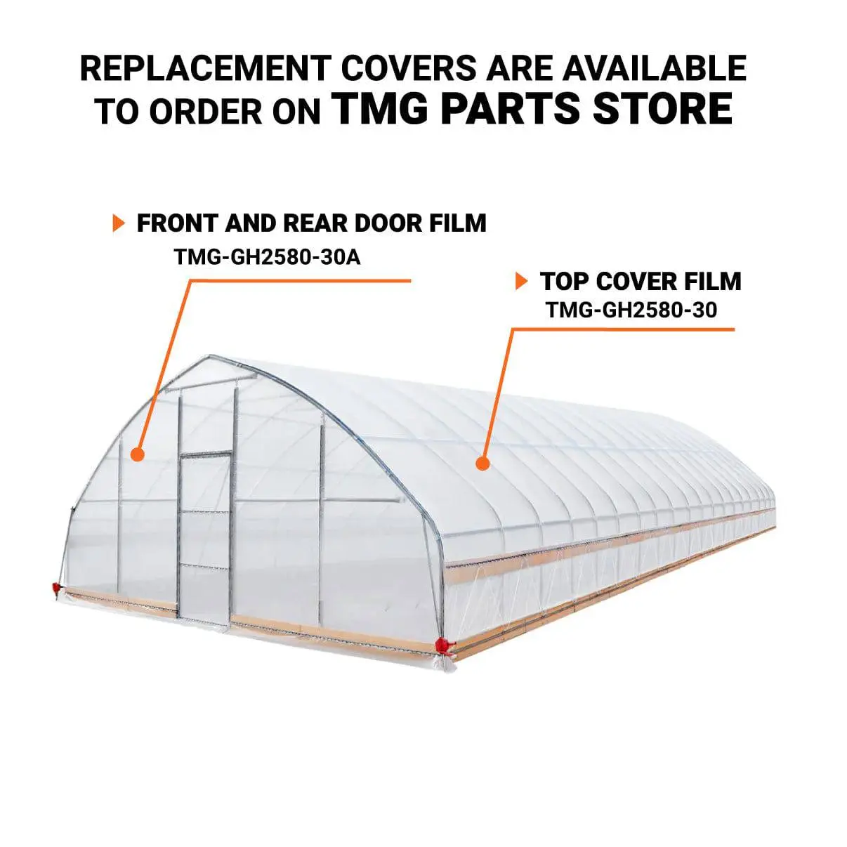 25' x 80' Tunnel Greenhouse Grow Tent w/6 Mil Clear EVA Plastic Film, Cold Frame, Hand Crank Roll-Up Sides, Peak Ceiling Roof, TMG-GH2580-V2 (Previously GH2580) - Image 5
