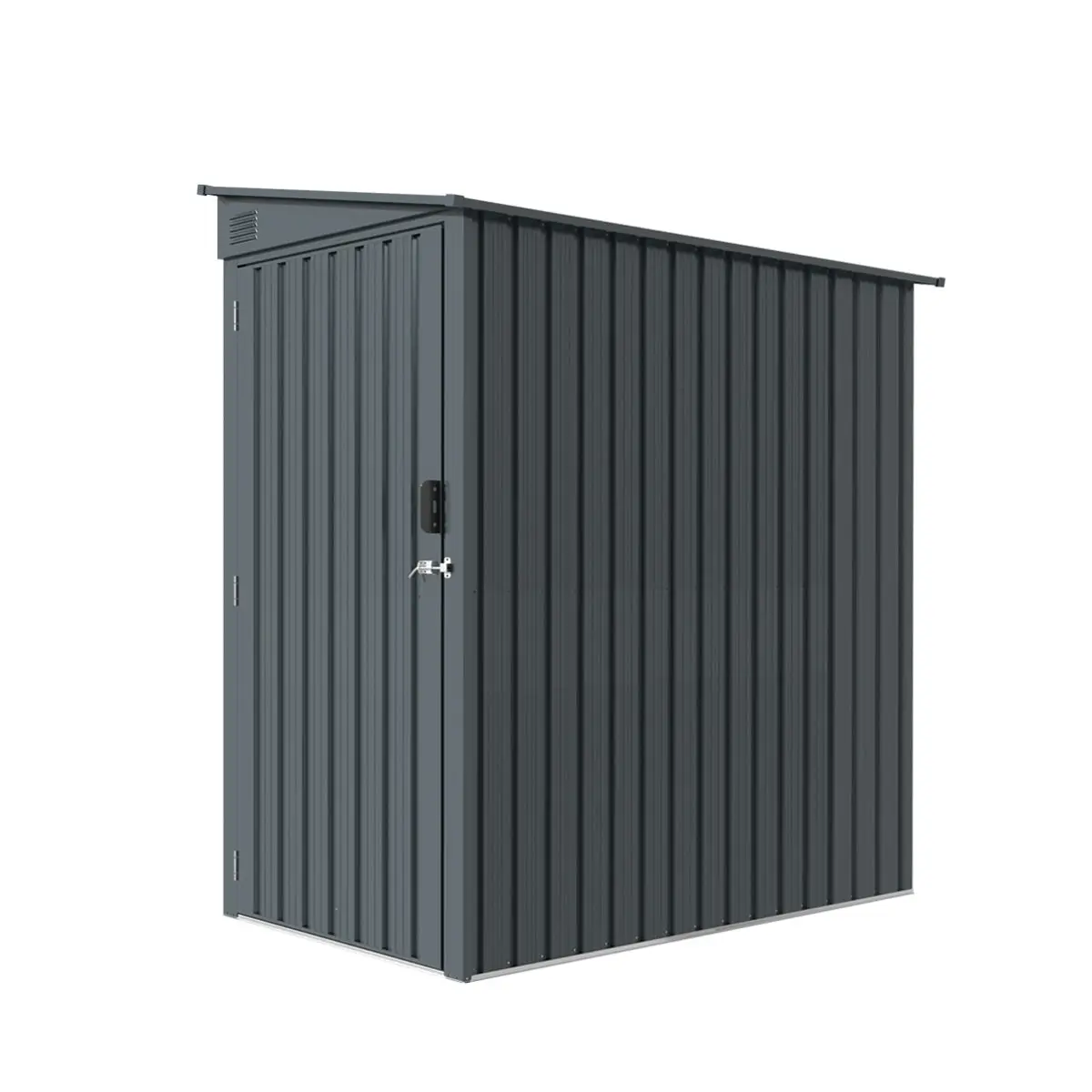 3' x 6' Galvanized Metal Pent Shed, 29 GA Corrugated Metal, 75" Upper edge, TMG-MS0306