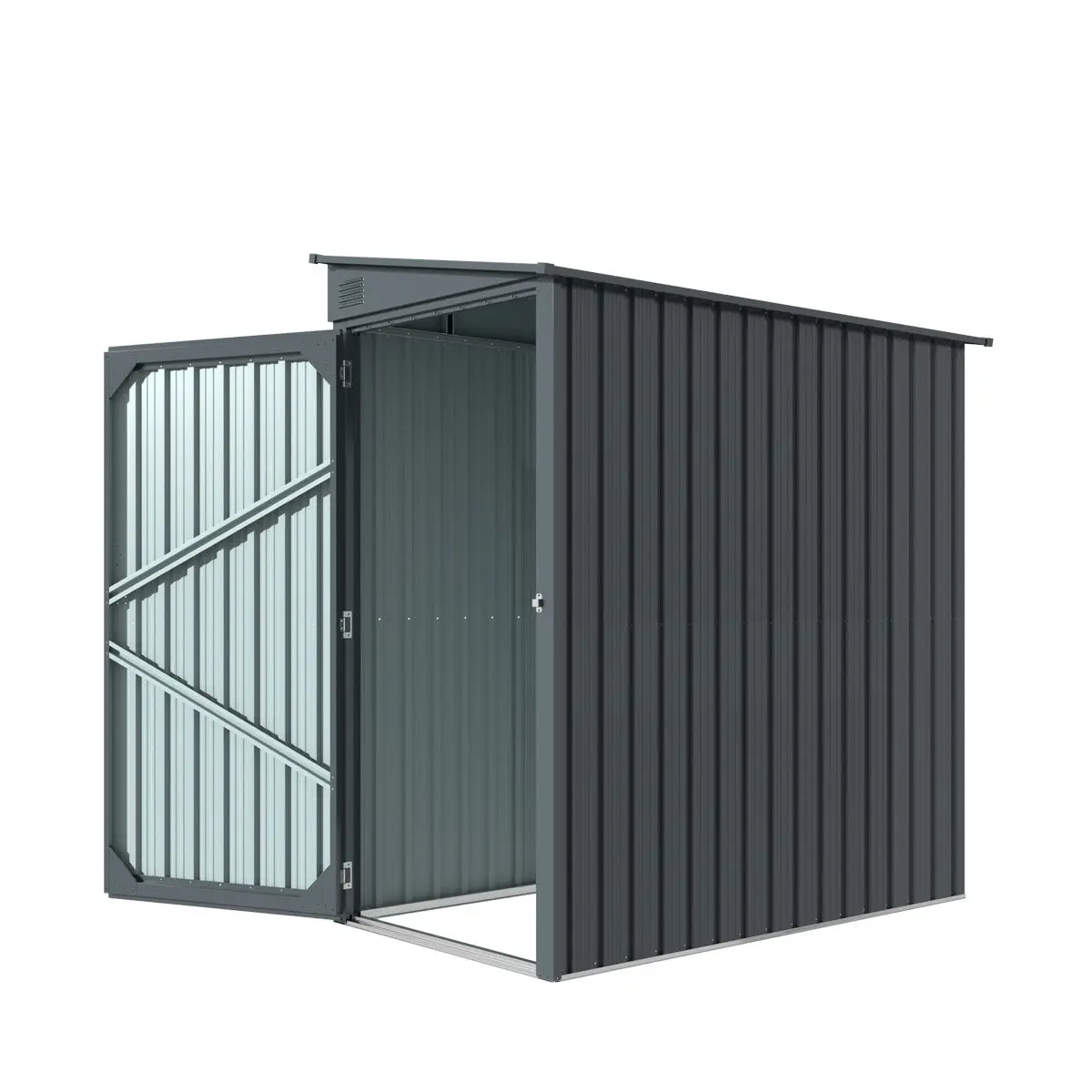 3' x 6' Galvanized Metal Pent Shed, 29 GA Corrugated Metal, 75" Upper edge, TMG-MS0306 - Image 6