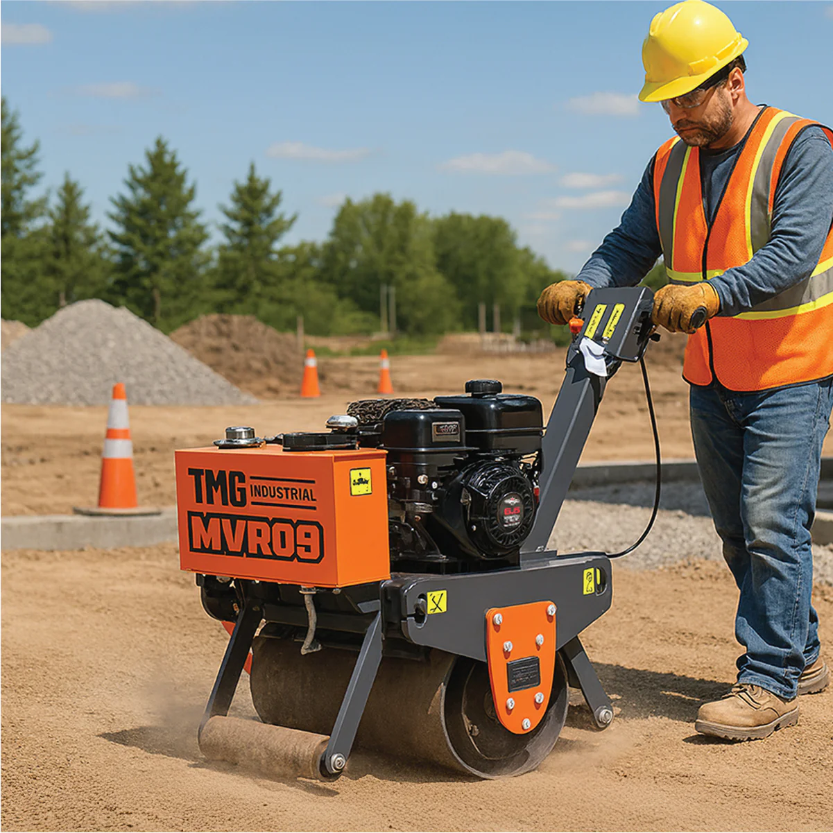 6.5 HP Single Wheel Vibratory Roller, 24" Roller Width, EPA Compliant, TMG-MVR09 (Previously MVR08) - Image 2