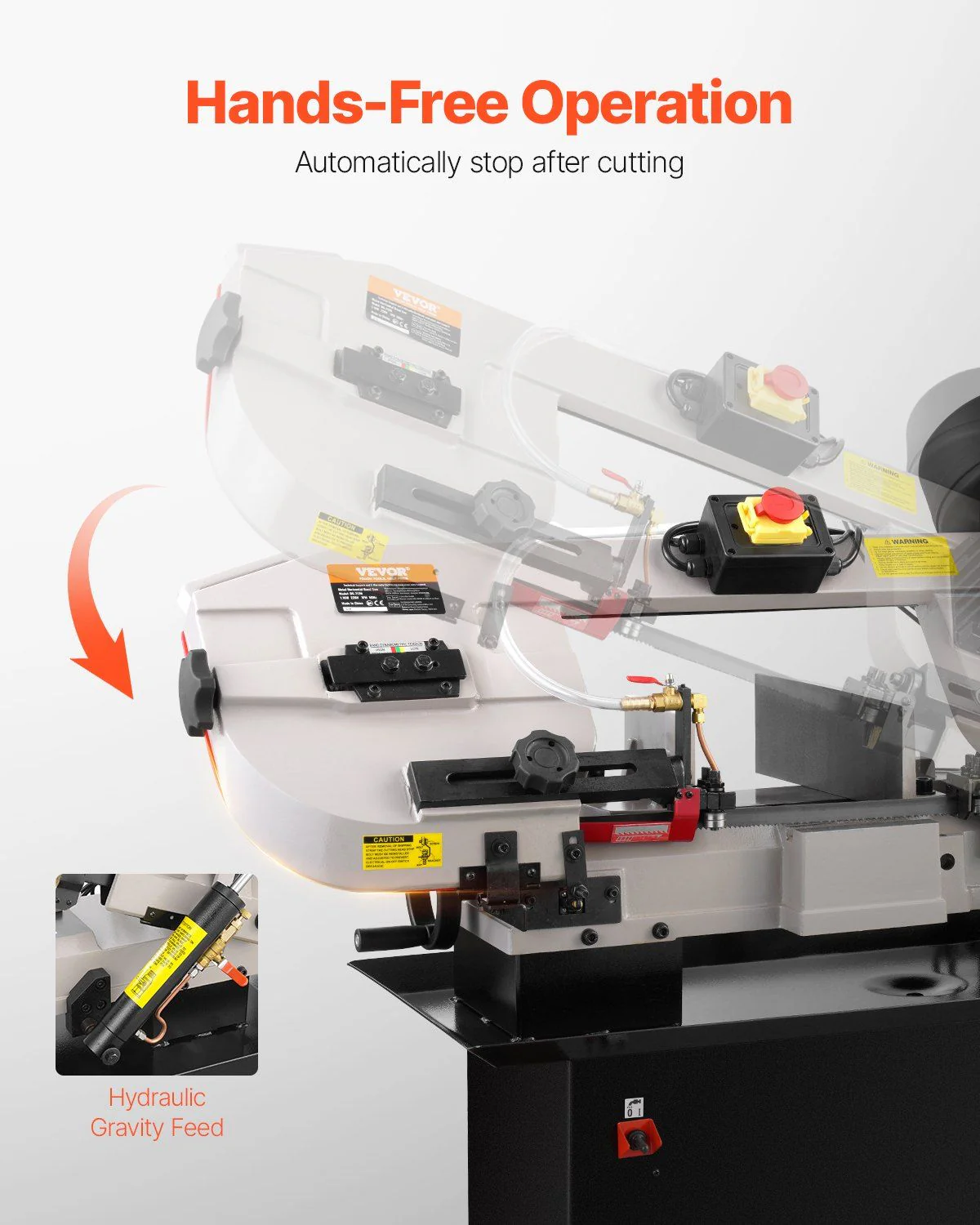 VEVOR Metal Horizontal Band Saw, 7 x 12 in Rectangular Cutting Capacity, 110/220V Metal Vertical Cutting Bandsaw with 1.1 kW Motor, 0-45° Angle Adjustment, Variable Speed, for Metal, Wood, and Plastic - Image 6