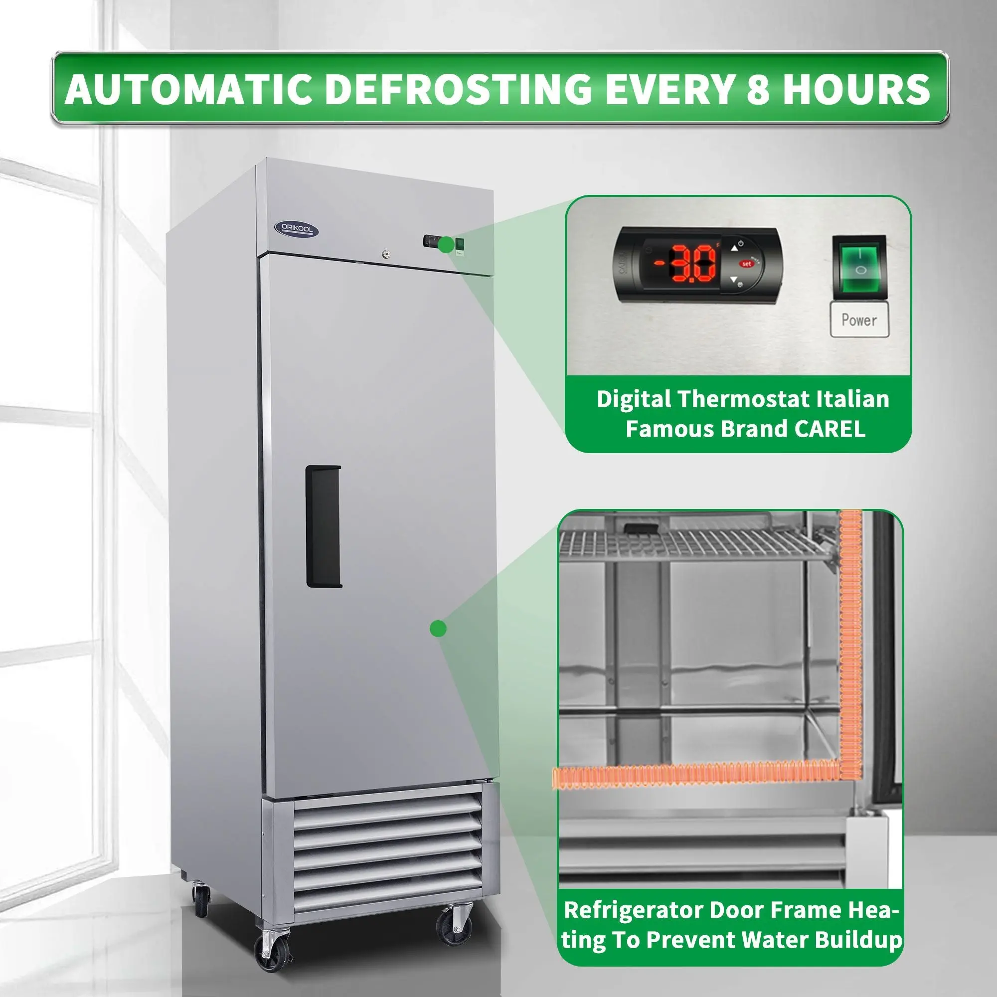 23 Cu.ft Commercial Freezer, 27" Width, 1 Door, Stainless Steel ETL Approved, Upright Storage, DOBA-FZ27 - Image 4