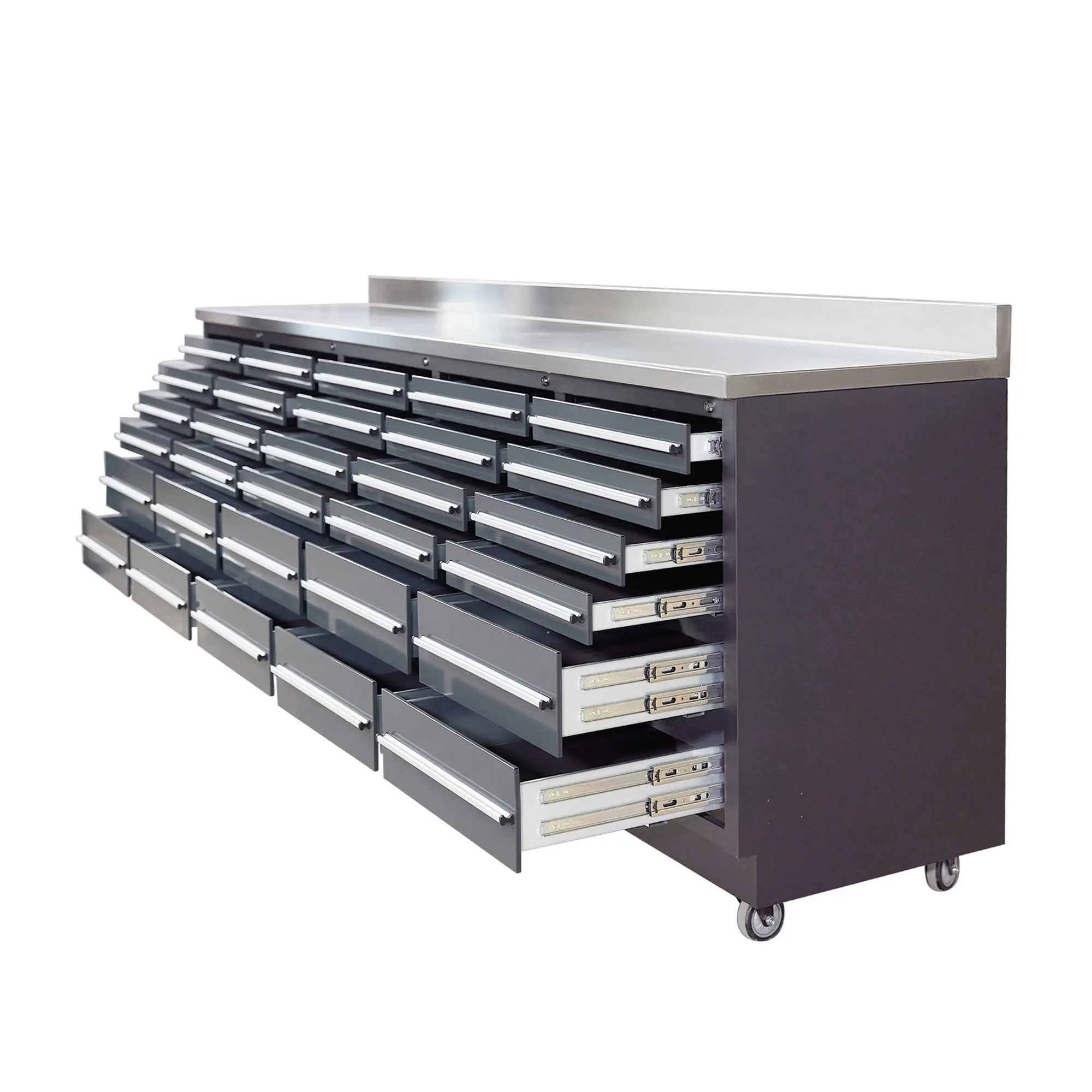 TMG Heavy Series™ 9-Ft 30-Drawer Workbench with Stainless Steel Top, Ball Bearing Double Slides & Casters, TMG-WB930 - Image 5