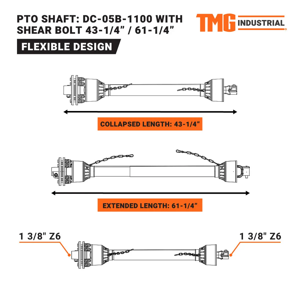 60" Rotary Cutter, 3-Point Hitch, 20-60 HP Tractors, 540 RPM, Slip Clutch PTO Shaft Included, TMG-TRC60 - Image 4