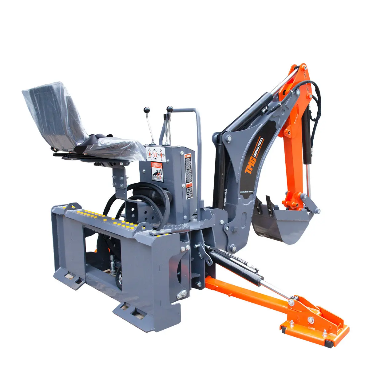 8-ft Skid Steer Swing Backhoe Attachment, 30-60 HP Skid Steers, Italian Hydraulic Control Valves, 12" Bucket, TMG-SBH55 - Image 3