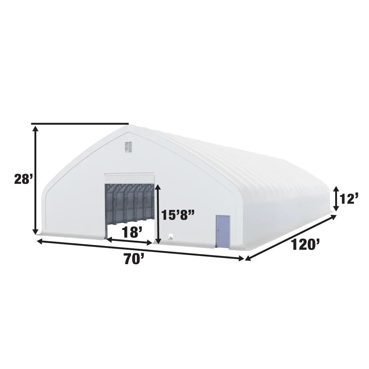 TMG Heavy Series™ 70' x 120' Dual Truss Storage Shelter with Heavy Duty 32 oz PVC Cover & Drive Through Doors, TMG-DT70120-PRO - Image 10