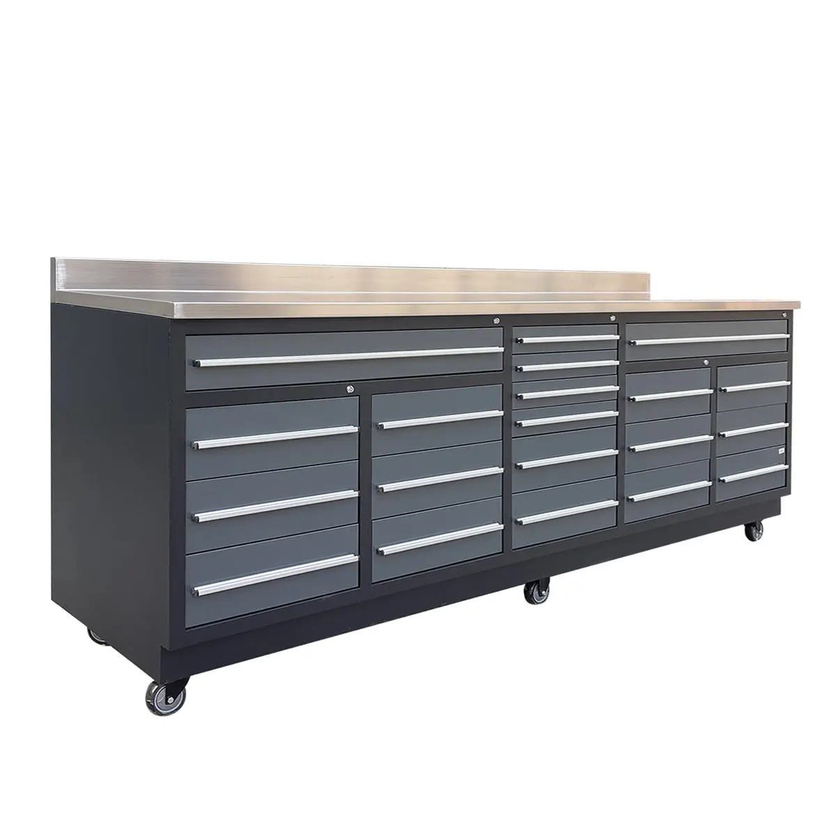 TMG Heavy Series™ 9-FT 20 Drawer Stainless Steel Table Top Workbench, Double Slide Lockable Drawers, All-in-one Welded Frame, TMG-WB920(previously TMG-WB20DS) - Image 3
