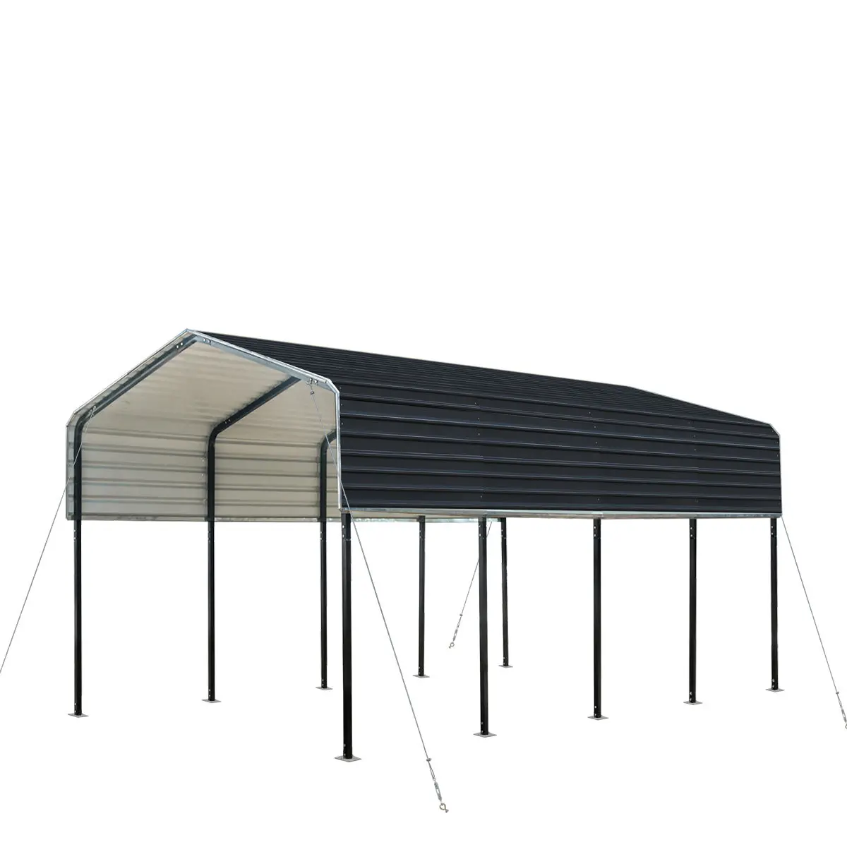 12' x 20' Metal Shed Carport with 8' Open Sidewalls, TMG-MSC1220 - Image 11