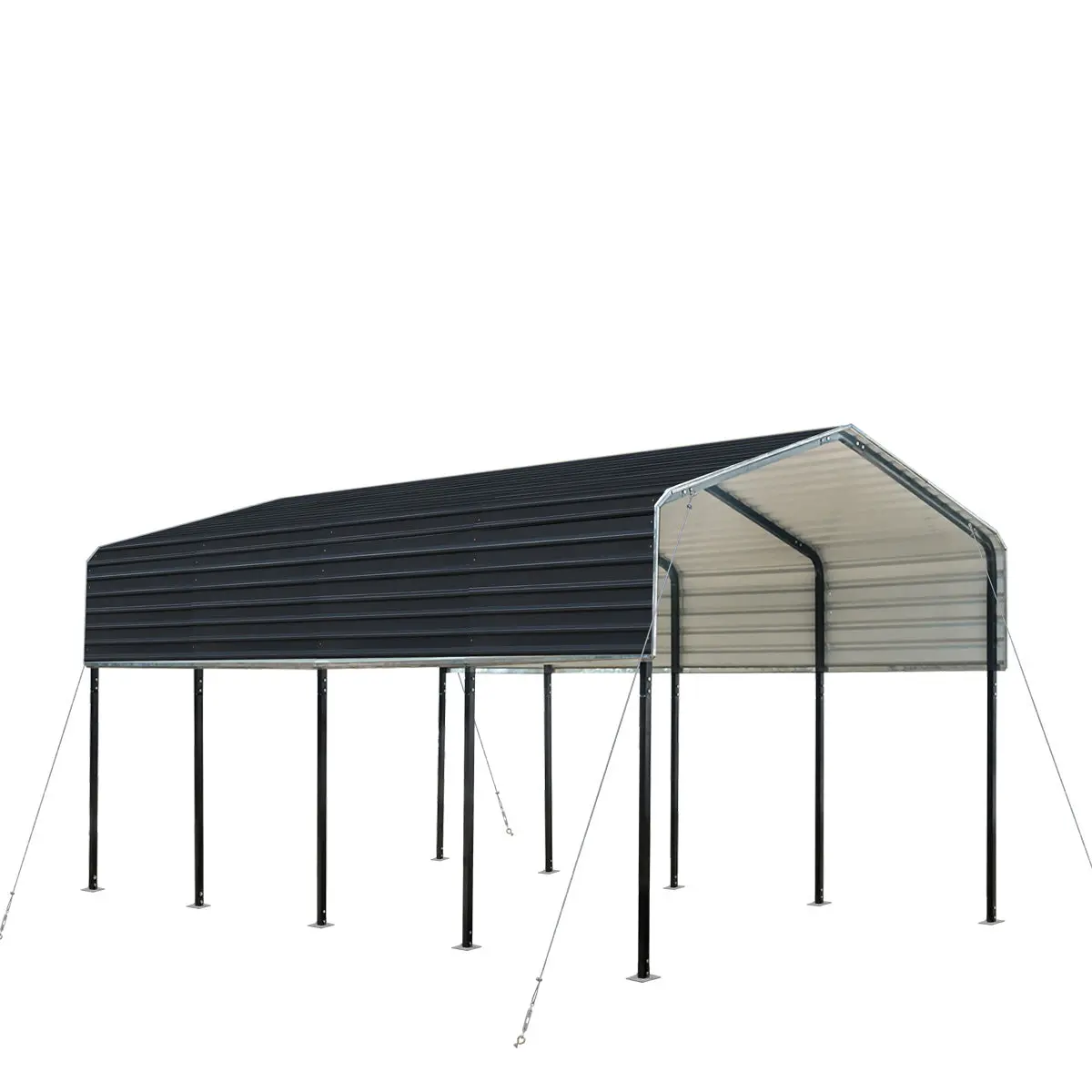 12' x 20' Metal Shed Carport with 8' Open Sidewalls, TMG-MSC1220 - Image 12