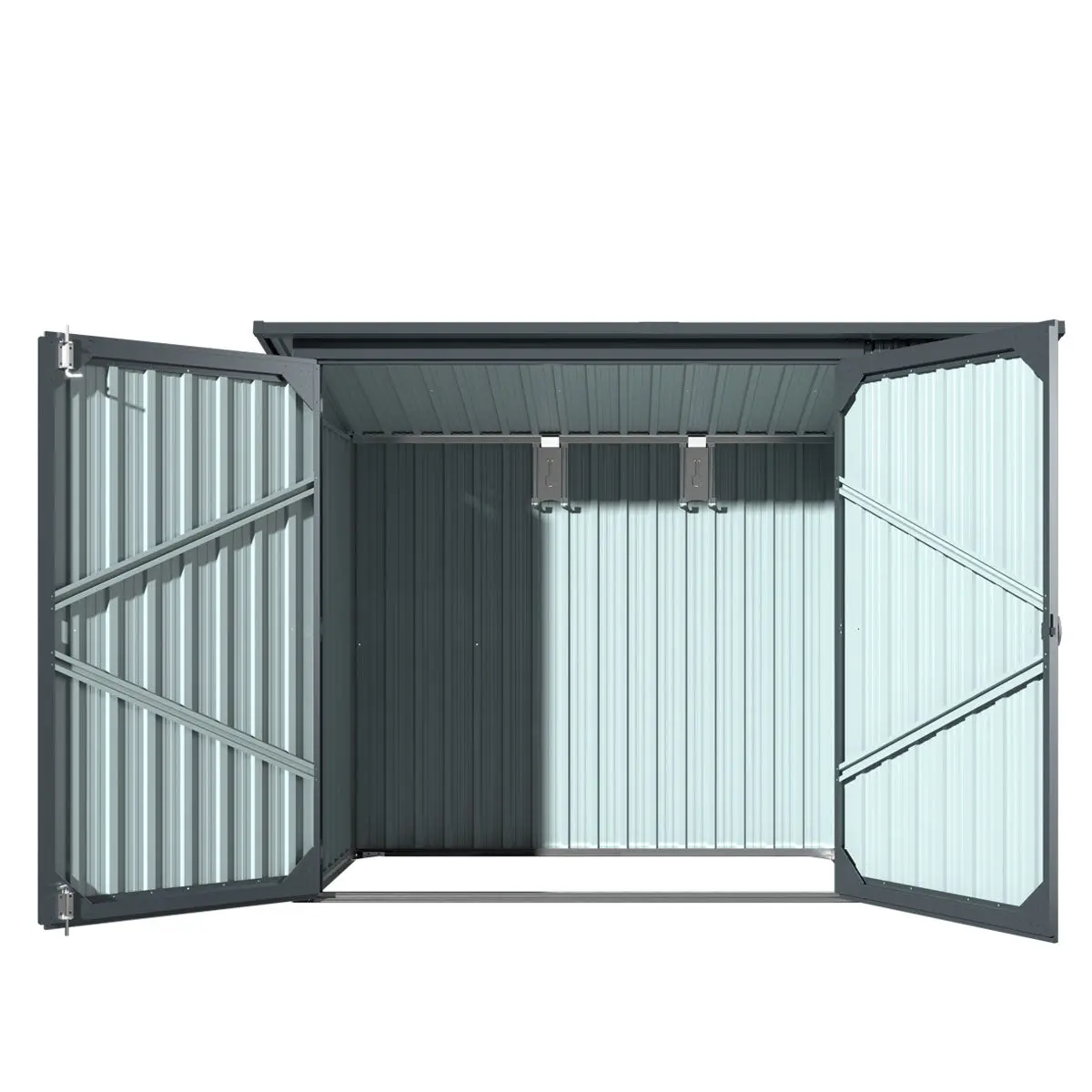 4' x 8' Bicycle Metal Pent Shed, 29 Gauge Corrugated Metal, 70" Upper edge, TMG-MS0408 - Image 5