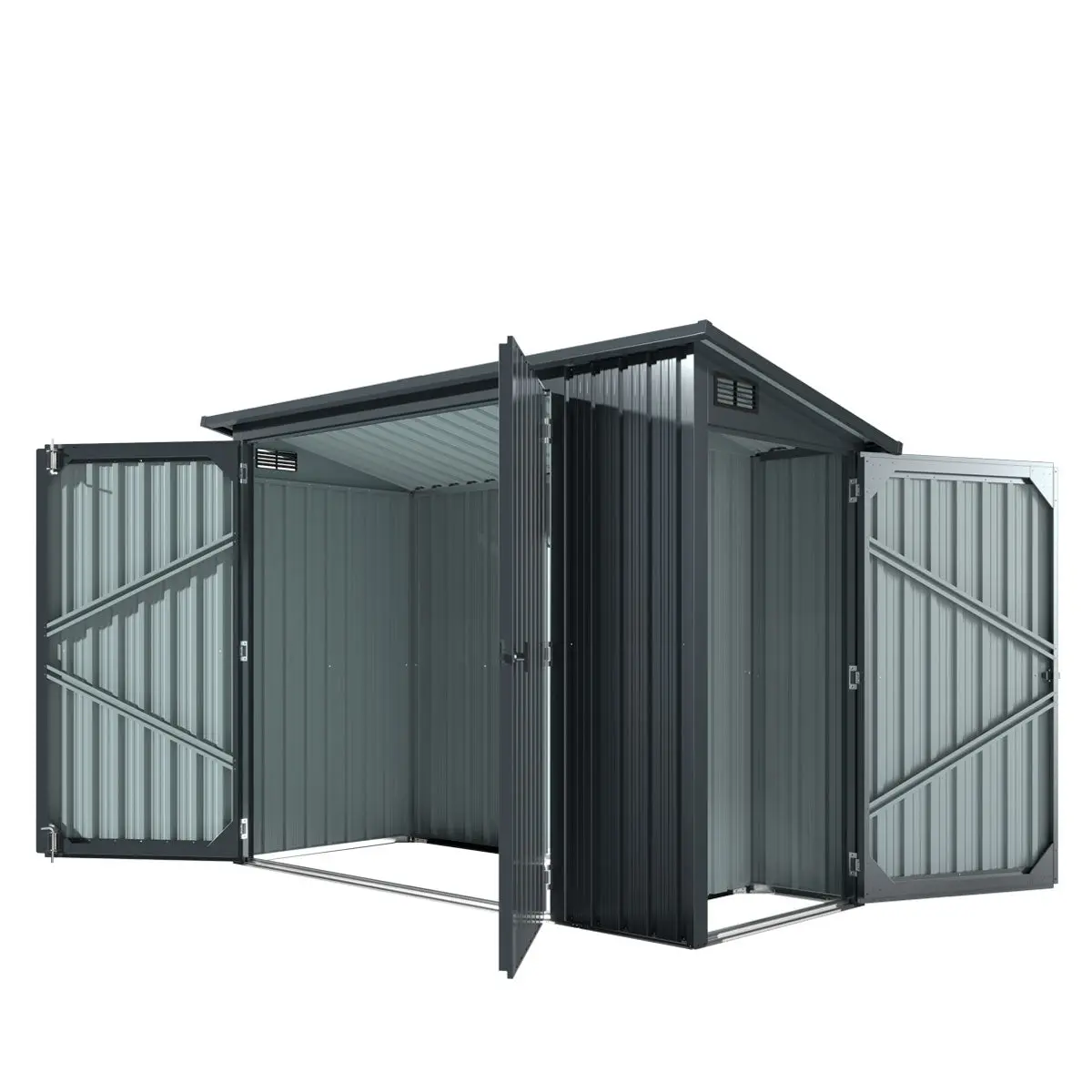 4' x 8' Bicycle Metal Pent Shed, 29 Gauge Corrugated Metal, 70" Upper edge, TMG-MS0408 - Image 6