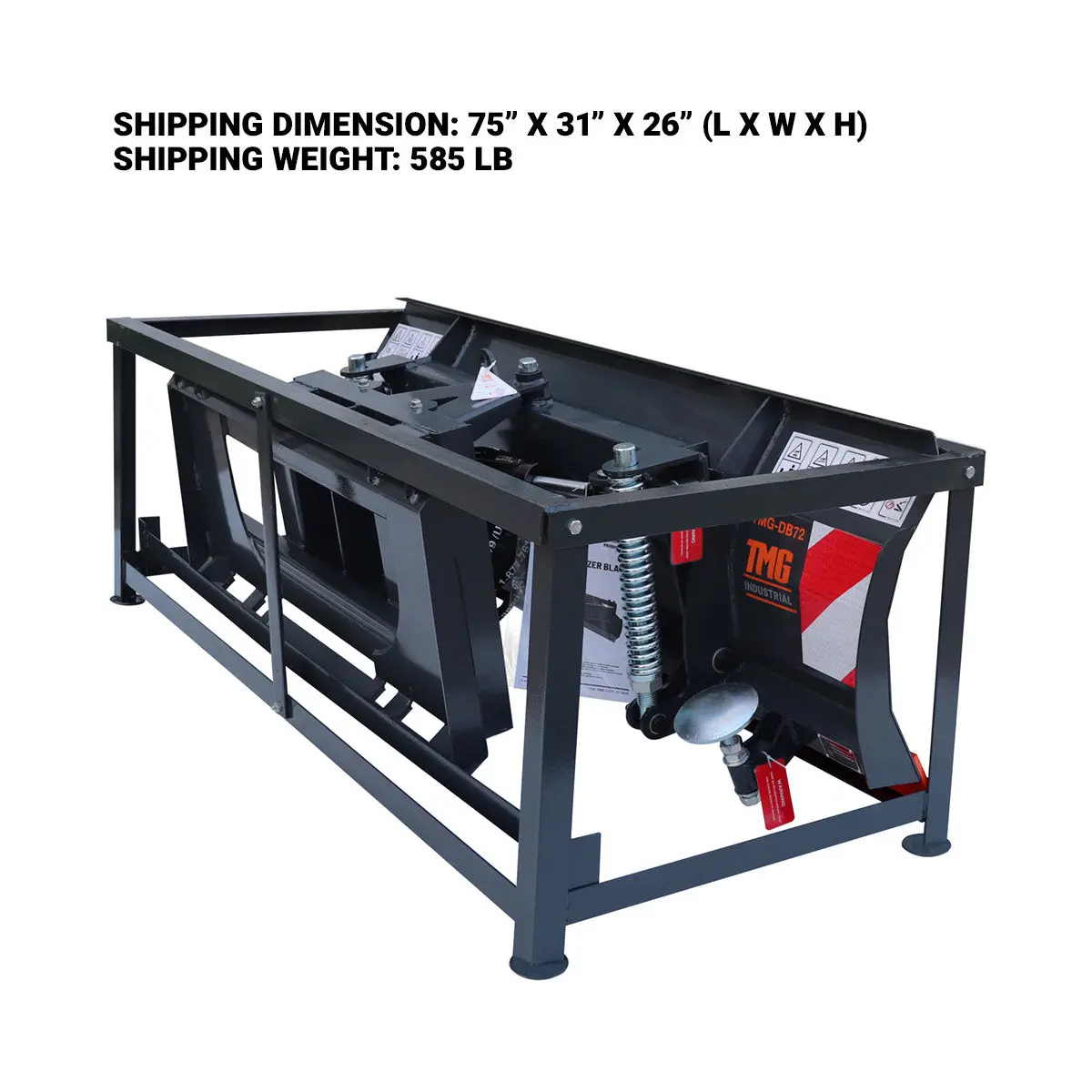 72" Skid Steer Dozer Blade/Snow Pusher, 30° Left & Right, Bolt-On Cutting Edge, Adjustable Skid Shoes, Universal Quick Mount, TMG-DB72 - Image 13