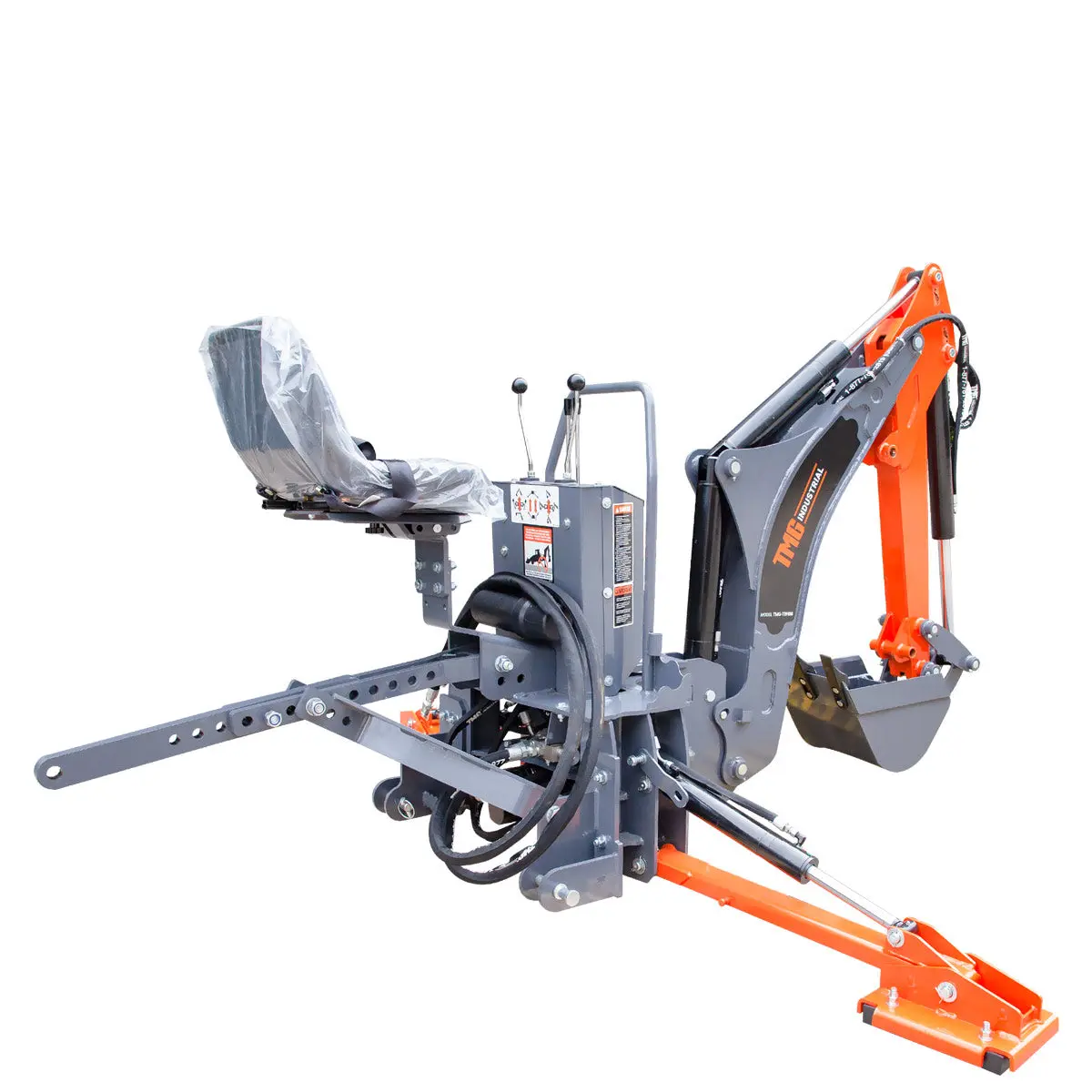 8-ft Tractor Swing Backhoe Attachment, Category 1 Hookup, 180° Boom and Bucket Rotation, 12" Bucket Included, TMG-TBH88 - Image 4