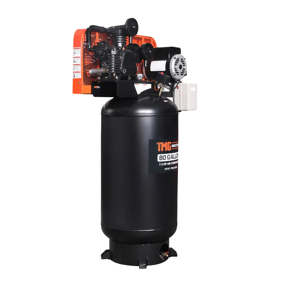 80 Gallon 7.5 HP Stationary Electric Air Compressor, 6 Min Fill Time, 230V Induction Motor, Vertical Tank, TMG-ACE85 - Image 3