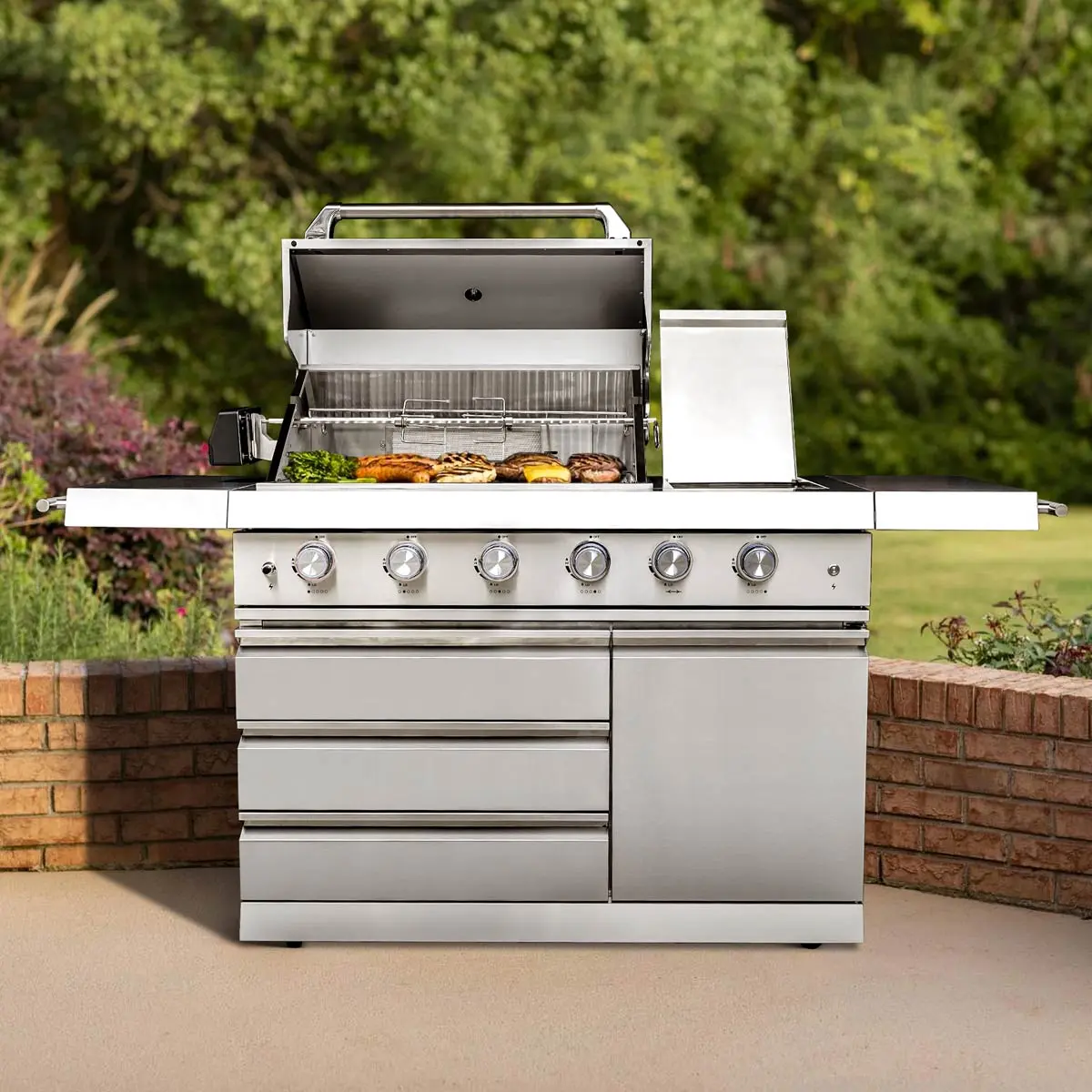 Outdoor Gas Grill, 3 Cooking Grids, Warming Rack, Spacious Cooking Area, 4 Main Burners, CSA Certified, TMG-LKS06 - Image 3