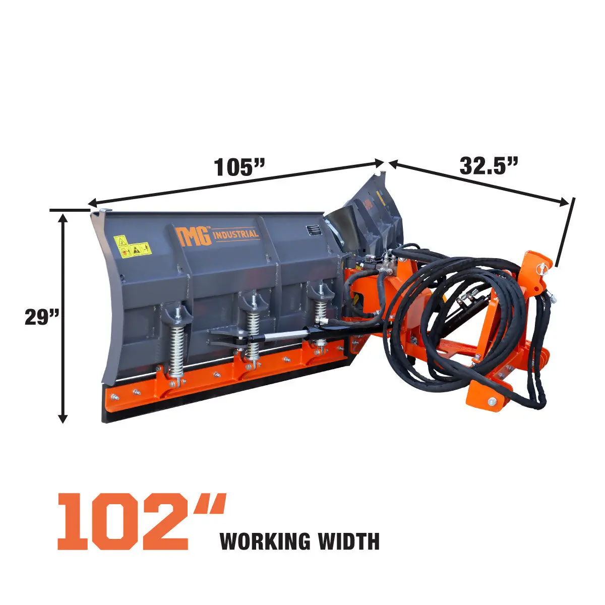 8-½' U/V Angle Blade Snowplow, Reversible Rubber Edges, 6 Positions, Category 1 & 2 Hookups, 3-Point Hitch, 40-90 HP Tractors, TMG-SP08 - Image 4