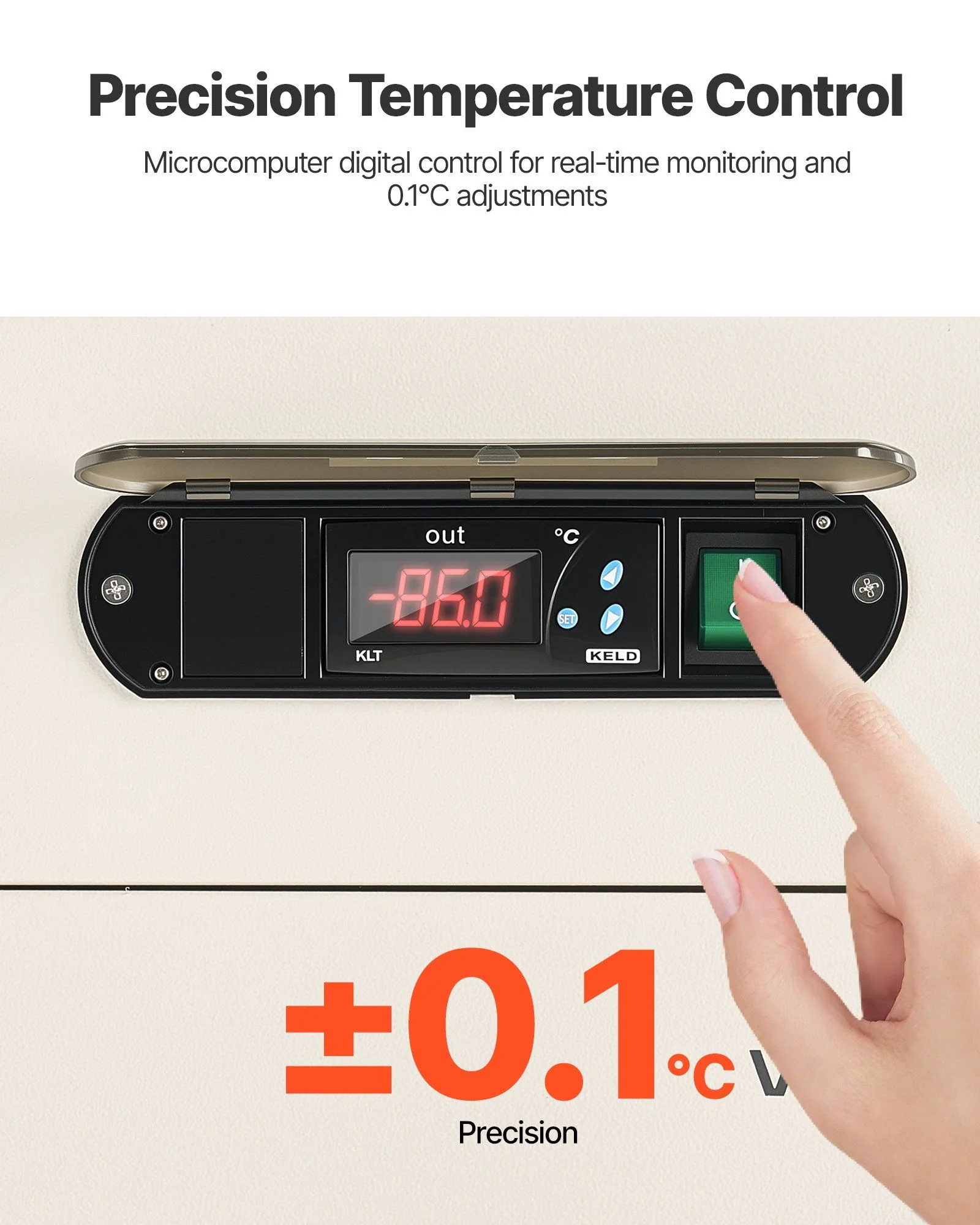 28L Ultra Low Temperature Lab Freezer, −40°F to −123°F Adjustable Temperature Range, Compact Stainless Steel Design, DOBA-LF28 - Image 5