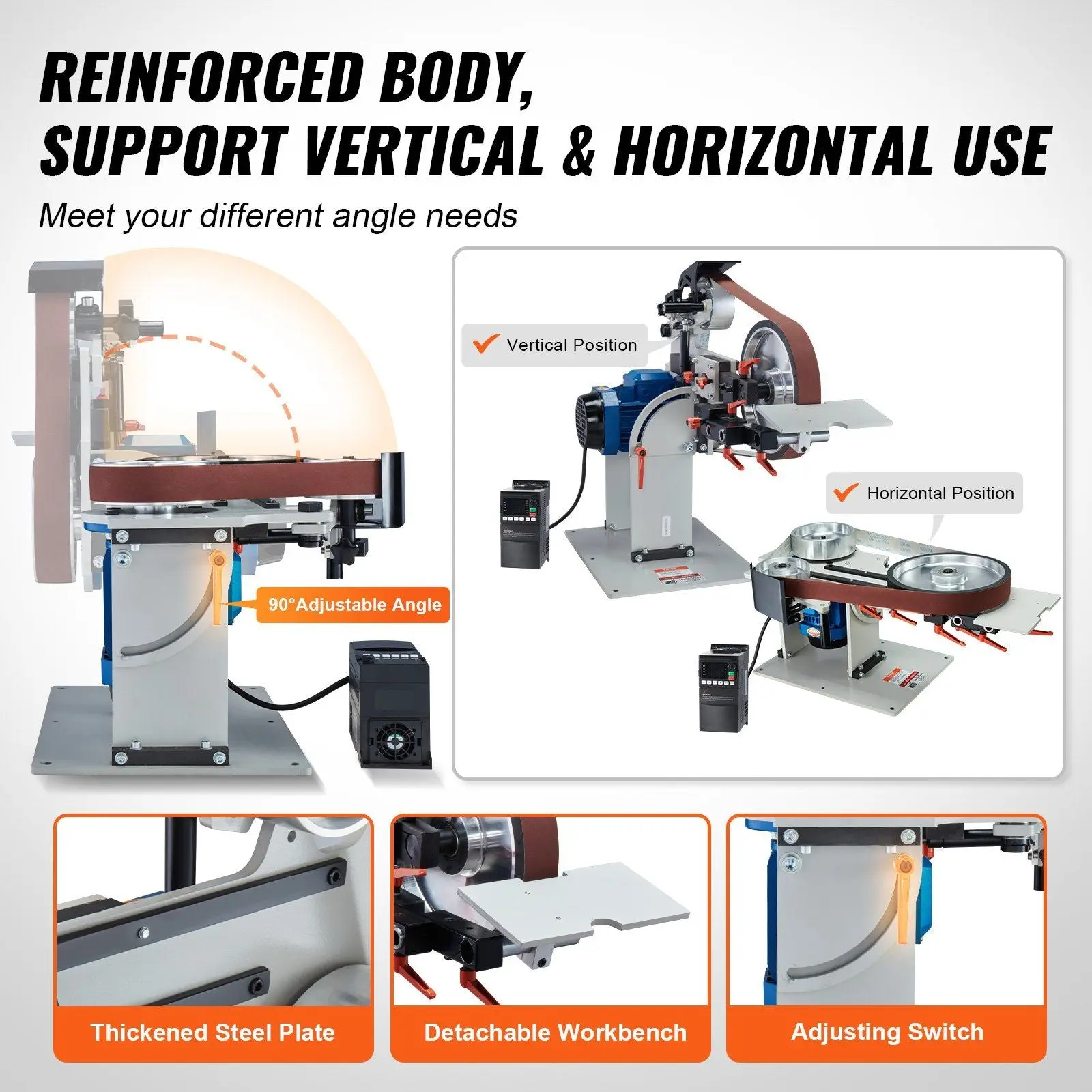 72" Belt Grinder Sander, VFD, 3 Versatile Grinding Moulds, DOBA-BGS72 - Image 7