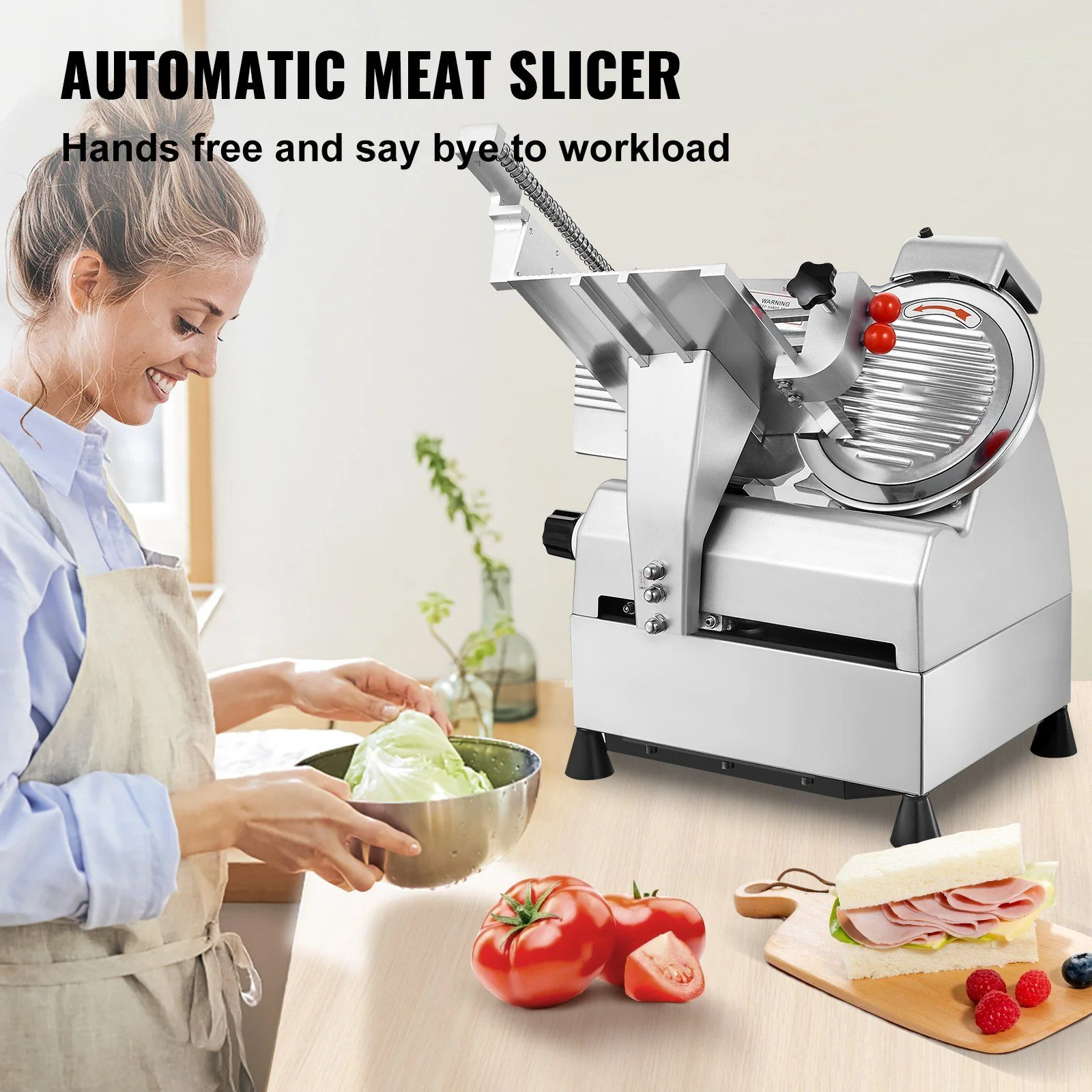 540W Automatic Meat Slicer, 10" Dual Stainless Steel Blades, 0–15mm Adjustable Thickness, Child Lock Protection, DOBA-MS540 - Image 3