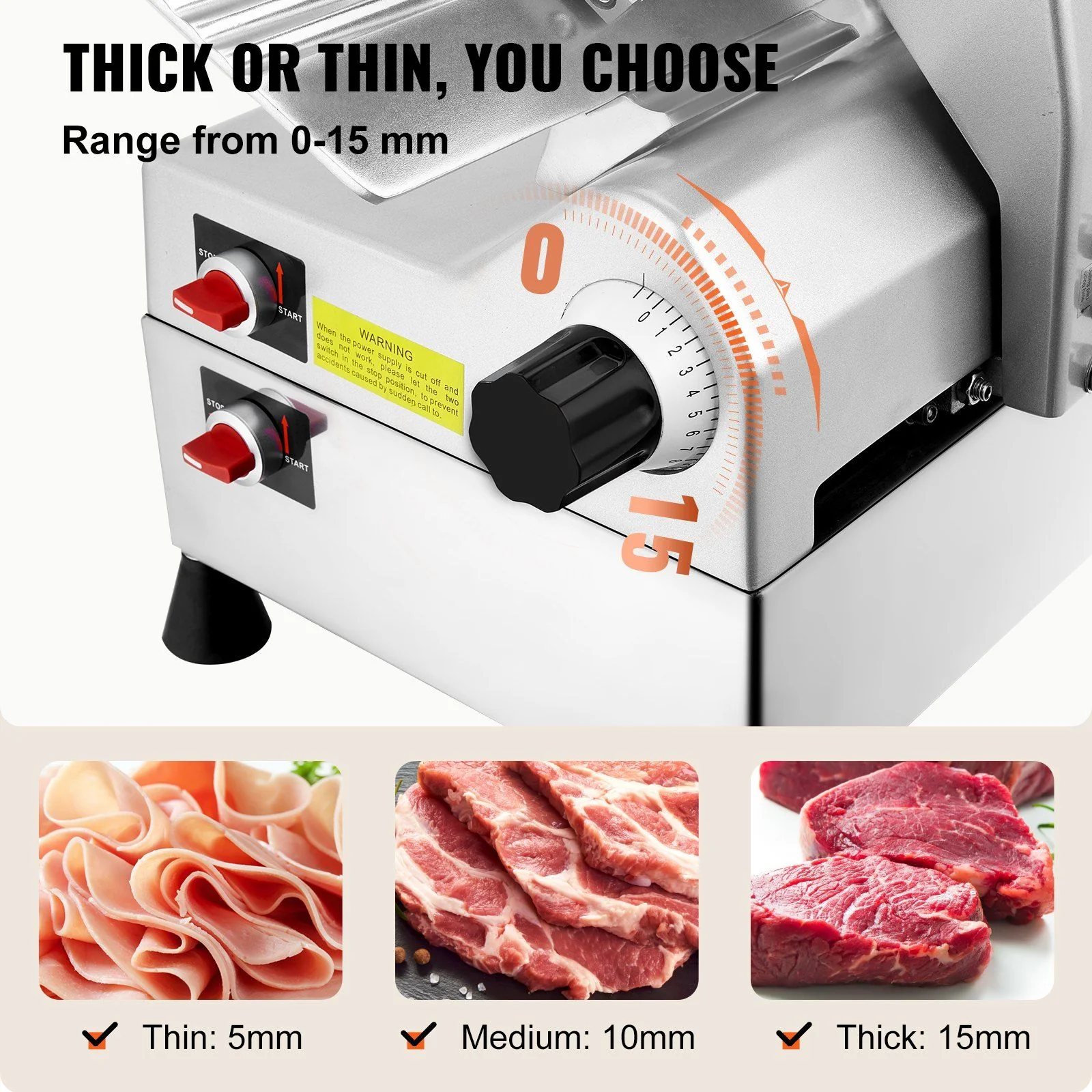 540W Automatic Meat Slicer, 10" Dual Stainless Steel Blades, 0–15mm Adjustable Thickness, Child Lock Protection, DOBA-MS540 - Image 4