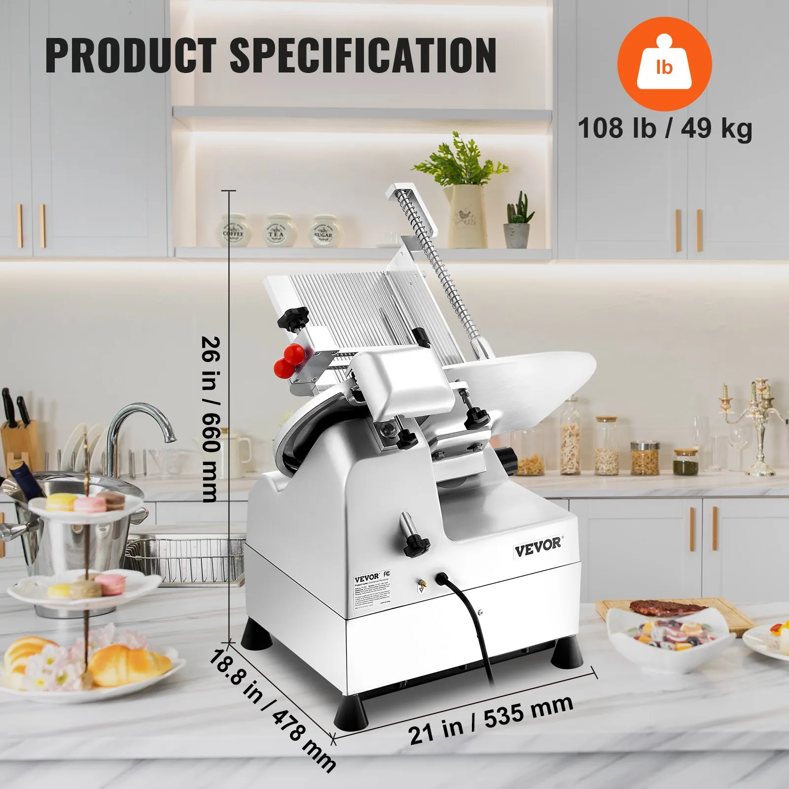 540W Automatic Meat Slicer, 10" Dual Stainless Steel Blades, 0–15mm Adjustable Thickness, Child Lock Protection, DOBA-MS540 - Image 8