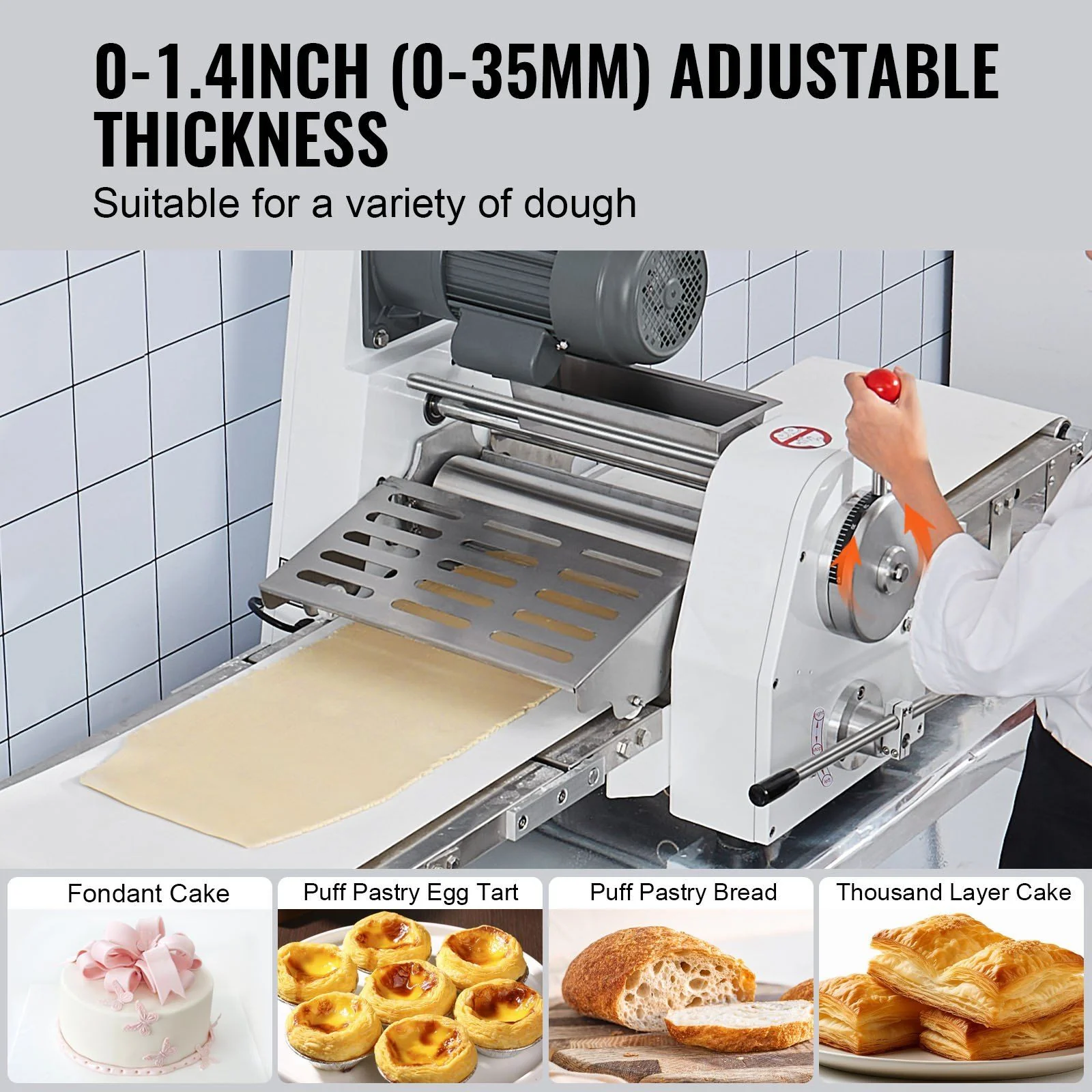 15.7" Commercial Electric Dough Sheeter, Dough Roller Pastry Press Machine for Bakeries & Restaurants, DOBA-DS157 - Image 4
