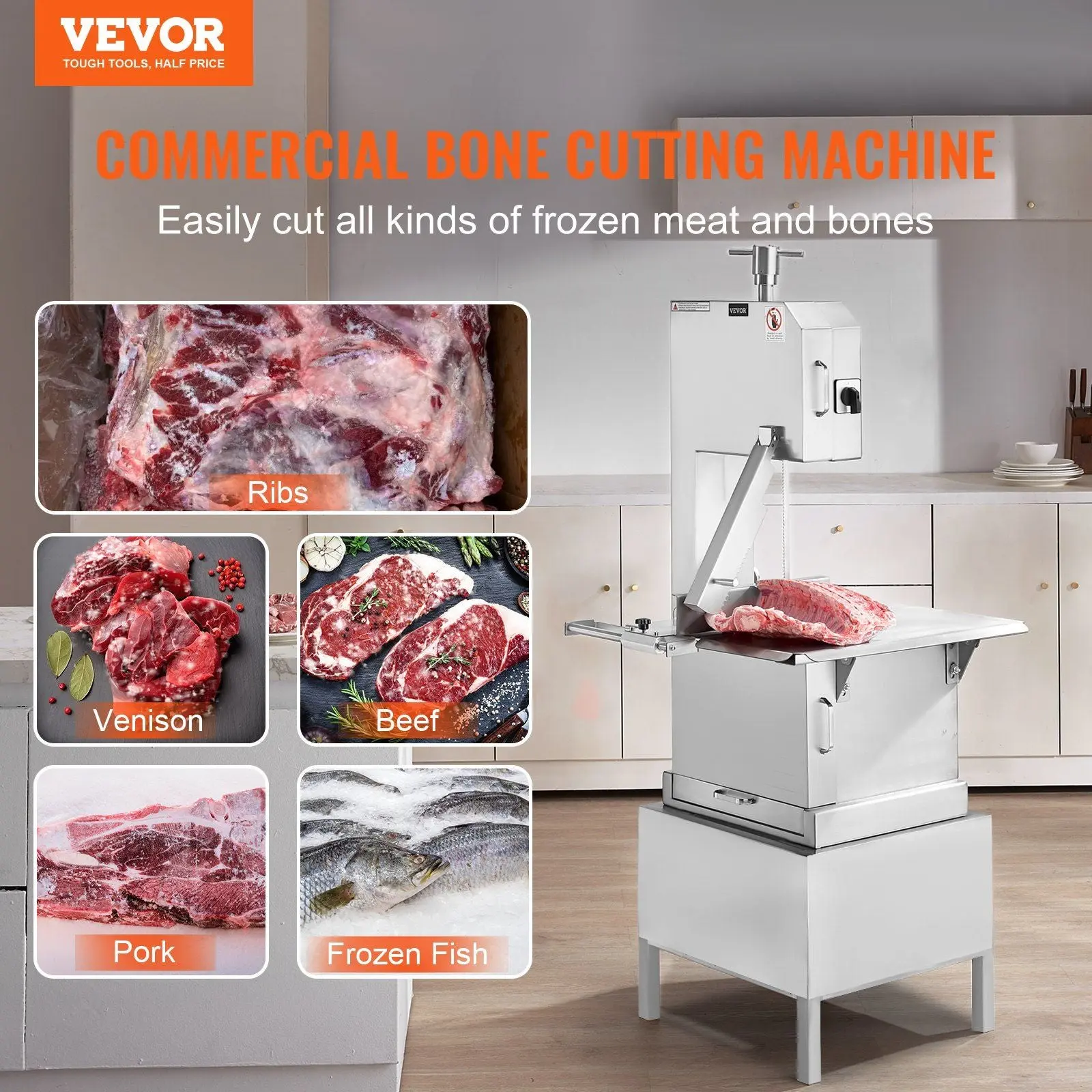 2200W Electric Meat Bandsaw, Up to 8.7" Cutting Thickness, Stainless Steel, 3300lbs of Meat/ hr, DOBA-EMB9 - Image 3