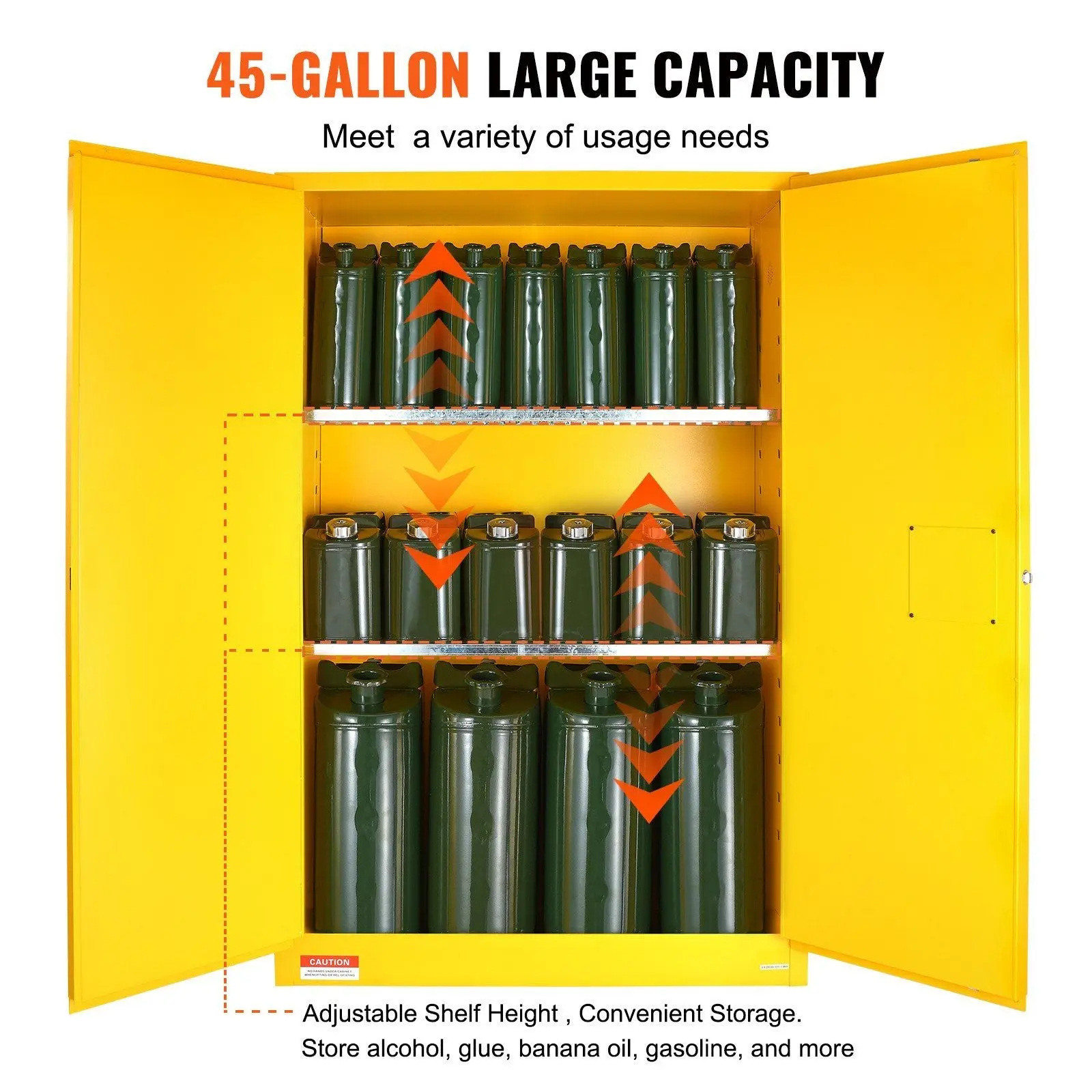 45 Gal Flammable Safety Cabinet, Cold-Rolled Steel, Explosion-Proof Design, 2 Adjustable Shelves, DOBA-CF45 - Image 6