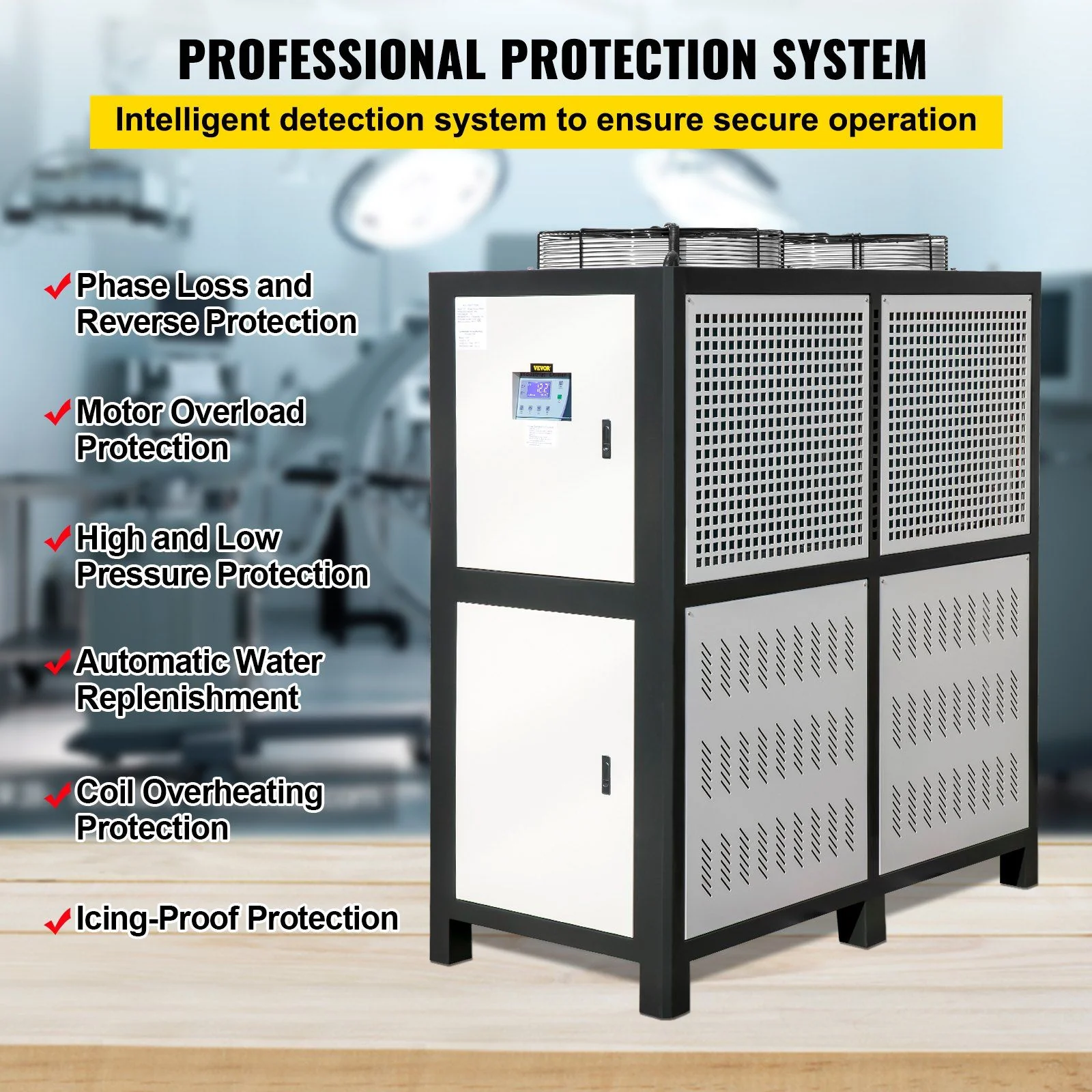 15 Ton Industrial Water Chiller, 15HP Air-Cooled System, Finned Condenser with Micro-Computer Control, Stainless Steel Water Tank, DOBA-WC15 - Image 6