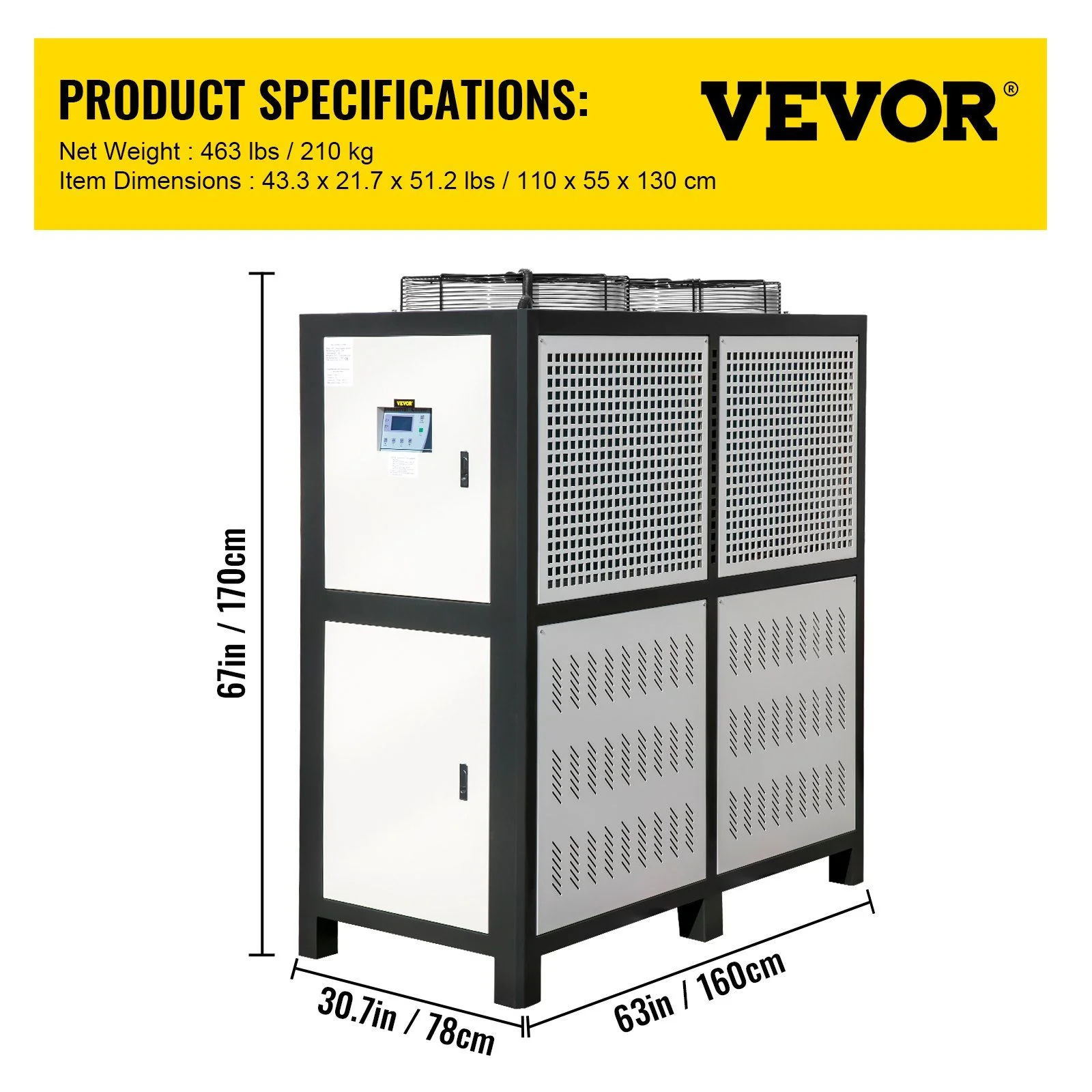 15 Ton Industrial Water Chiller, 15HP Air-Cooled System, Finned Condenser with Micro-Computer Control, Stainless Steel Water Tank, DOBA-WC15 - Image 8